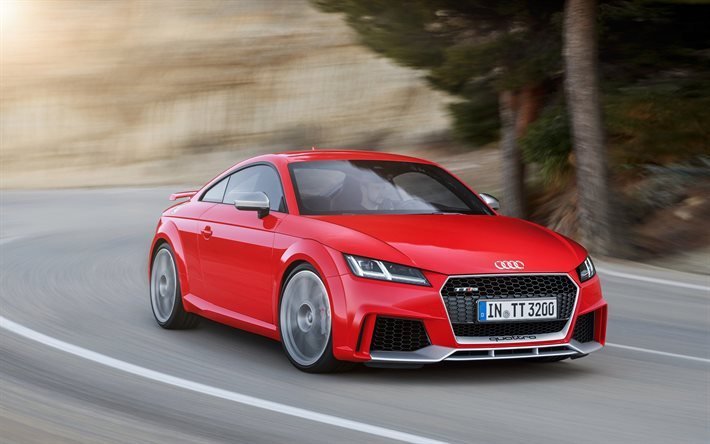 Audi TT RS, 2017, sports coupe, red Audi, red TT