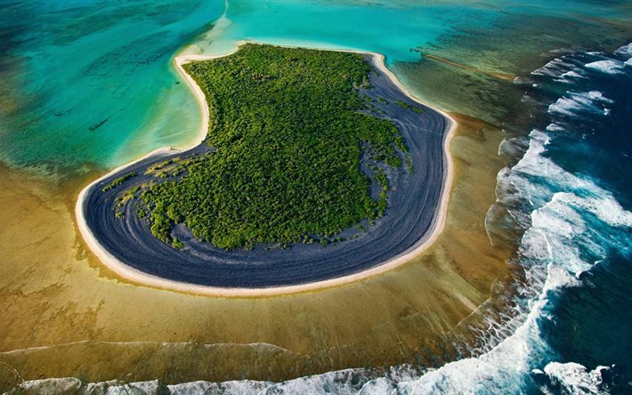 lagoon, tropical island, coral island, ocean, atoll, New Caledonia