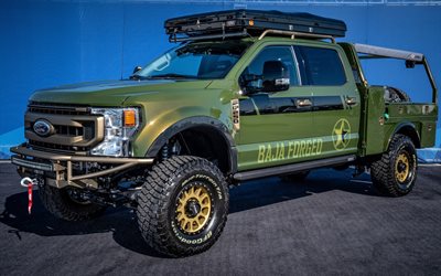 Ford F-250, exterior, green F-250, F-250 tuning, Crew Cab XLT, F-250 Baja Forged, American cars, Ford