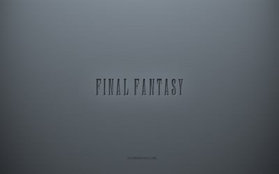 Final Fantasy logo, gray creative background, Final Fantasy emblem, gray paper texture, Final Fantasy, gray background, Final Fantasy 3d logo