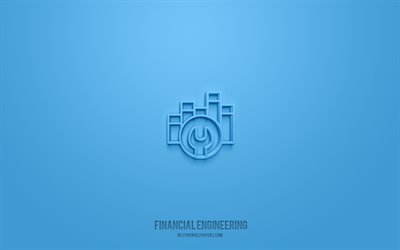 Financial engineering 3d icon, blue background, 3d symbols, Financial engineering, business icons, 3d icons, Financial engineering sign, business 3d icons