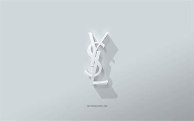 Yves Saint Laurent logo, white background, Yves Saint Laurent 3d logo, 3d art, Yves Saint Laurent, 3d Yves Saint Laurent emblem