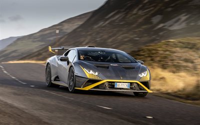 Lamborghini Huracan STO, 4k, tuning, 2022 cars, LB724, UK-spec, highway, 2022 Lamborghini Huracan, Lamborghini