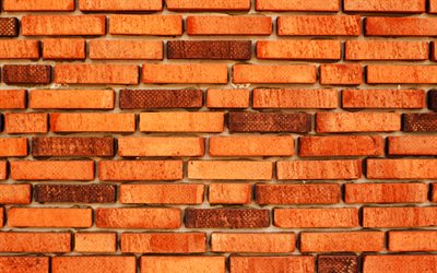 mur de briques orange, 4k, arri&#232;re-plans grunge, fond de briques orange, textures de briques, textures 3d, mur de briques, fond de briques, fond de pierre orange, briques, briques oranges