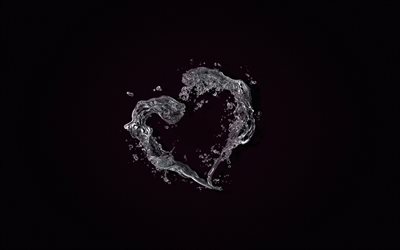 cœur fait d’eau, fond noir, eau, cœur, cœur fait de gouttes d’eau, cœur d’eau, &#233;conomiser l’eau