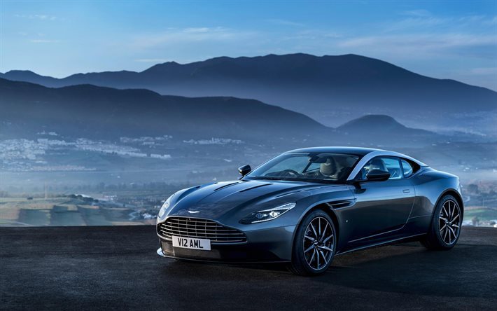 Aston Martin DB11, 2017, Britannico di auto sportive, grigio DB11, tramonto, sera