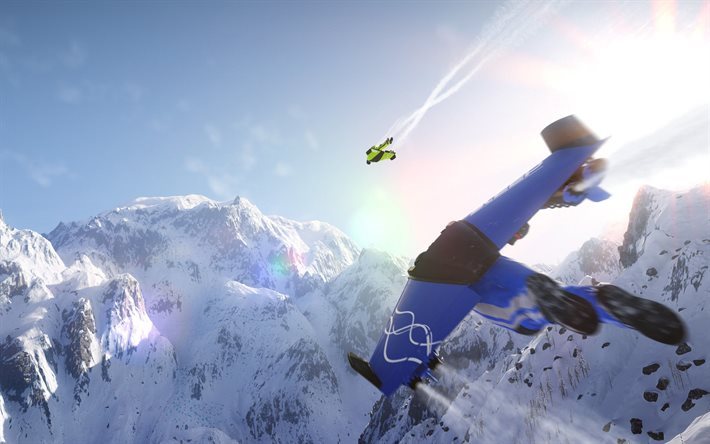 wingsuit, 4k, 2017-spiele, berge, sport simulator, steilen