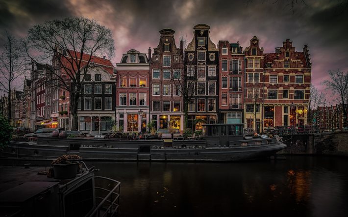 Amsterdam, pays-bas, des quartiers urbains, des canaux, des maisons