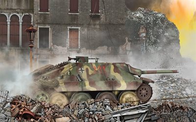 Hetzer, Jagdpanzer 38, chasseur de chars allemand, Seconde Guerre mondiale, Allemagne, chars de la Seconde Guerre mondiale, chars peints