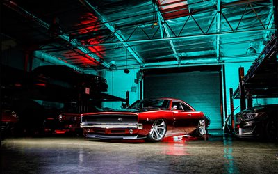 Dodge Charger RTR, garage, low rider, 1968 cars, muscle cars, retro cars, 1968 Dodge Charger RTR, american cars, Dodge