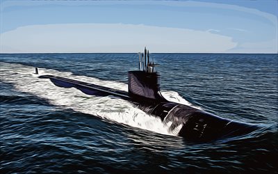 USS Delaware, 4k, vector art, SSN-791, submarines, United States Navy, US army, abstract ships, battleship, US Navy, Los Angeles-class, USS Delaware SSN-791