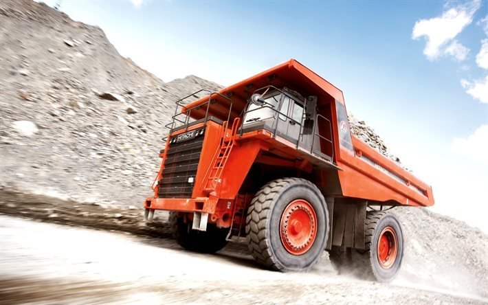 Hitachi EH1700, trucks, movement, rock truck, quarry, tipper