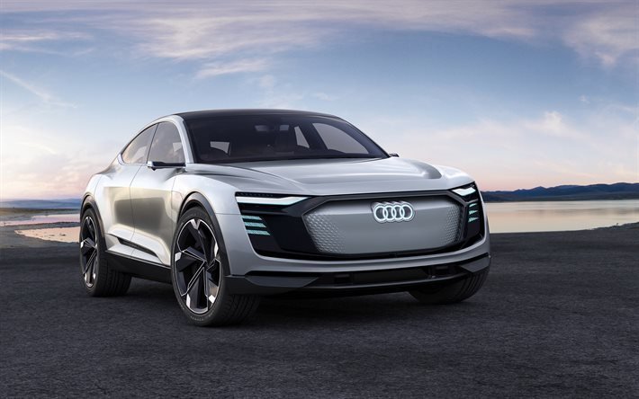 Audi e-tron Sportback, 概念, 2017, フロントビュー, 新車, 電気自動車, クロスオーバー, Audi