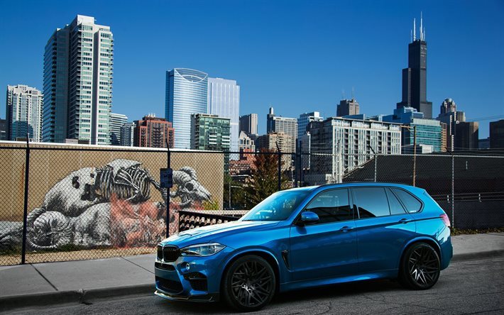 BMW X5M, 2016 los coches, F85, IND, tuning, azul x5, SUVs, BMW