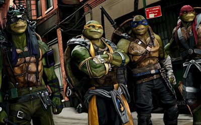 Teenage Mutant Ninja Turtles, superheroes, art, Michelangelo, Donatello, Raphael, TMNT