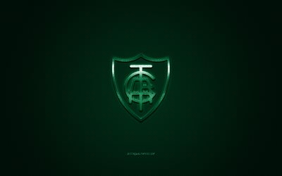 America Mineiro, Brazilian football club, Serie B, green logo, green carbon fiber background, football, Belo Horizonte, Brazil, America Mineiro logo, America Futebol Clube, America MG