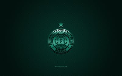 Coritiba FBC, Brazilian football club, Serie B, green logo, green carbon fiber background, football, Coritiba, Brazil, Coritiba FBC logo