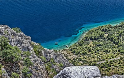 Adriatic Sea, coast, mountains, Mediterranean Sea, Croatia, seascape, coast aerial view