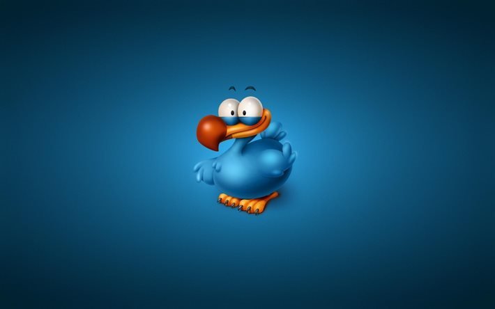 blue bird, 3d-f&#229;gel, bl&#229; bakgrund