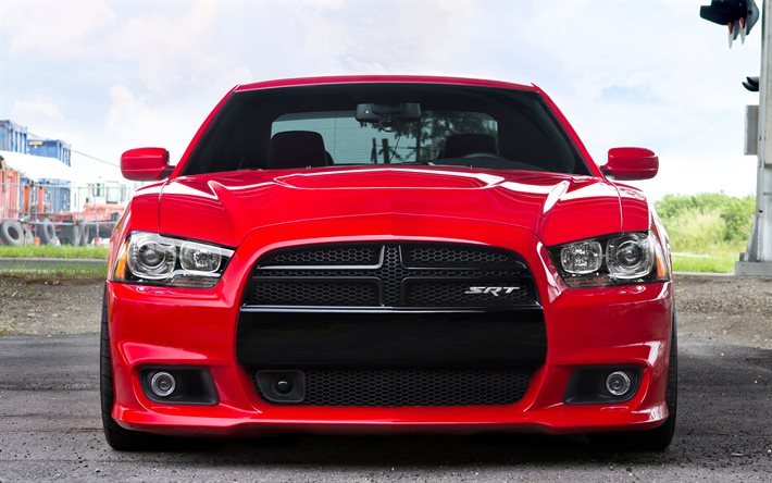 Dodge Charger SRT, front view, 2017 cars, red charger, supecars, Dodge