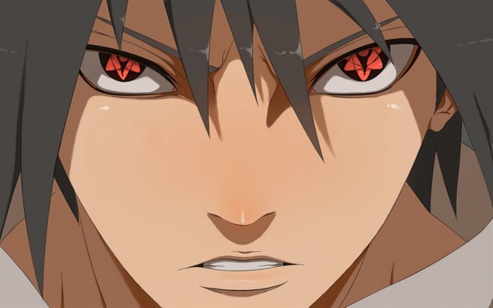 Uchiha Sasuke, les yeux rouges, pois Mange-Sharingan Eterno, manga, Naruto