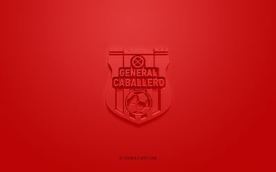 General Caballero JLM, creative 3D logo, red background, Paraguayan football club, Paraguayan Primera Division, Paraguay, 3d art, football, General Caballero JLM 3d logo
