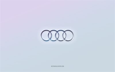 Audi logo, cut out 3d text, white background, Audi 3d logo, Audi emblem, Audi, embossed logo, Audi 3d emblem