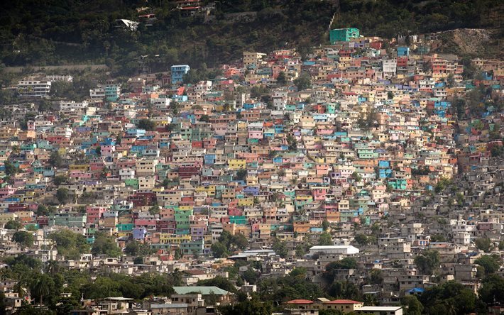 Haiti, berg, hus, panorama