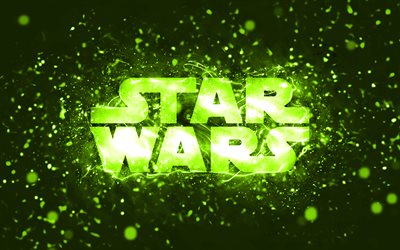 Star Wars lime logo, 4k, lime neon lights, creative, lime abstract background, Star Wars logo, brands, Star Wars
