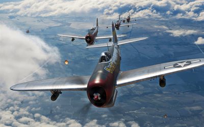 جمهورية p-47 thunderbolt, القوات الجوية الأمريكية, p-47d, طائرات عسكرية أمريكية, الحرب العالمية الثانية, الولايات المتحدة الأمريكية