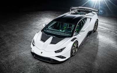 2022, Lamborghini Huracan EVO, 4k, front view, exterior, Vorsteiner, white Huracan, Huracan tuning, Italian supercars, Lamborghini