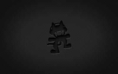 Monstercat carbon logo, 4k, canadian DJs, grunge art, carbon background, creative, Monstercat black logo, music stars, Monstercat logo, Monstercat