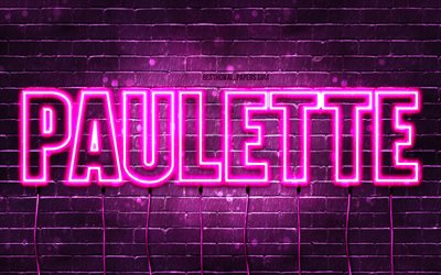 Happy Birthday Paulette, 4k, pink neon lights, Paulette name, creative, Paulette Happy Birthday, Paulette Birthday, popular french female names, picture with Paulette name, Paulette