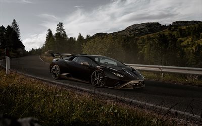 2022, Novitec Lamborghini Huracan STO, 4k, exterior, front view, black supercar, black Huracan, Huracan tuning, italian sports cars, Lamborghini