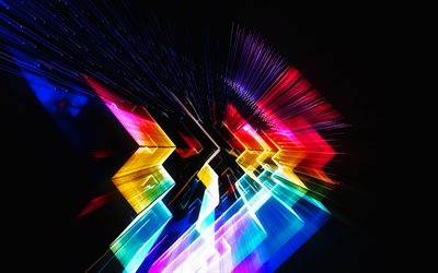 multicolored abstraction, black background, multicolored lines, colored lines abstraction, creative abstraction