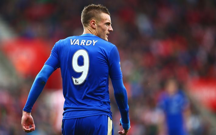 Jamie Vardy, 4k, match, Leicester City, fotbollsspelare