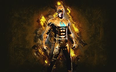 Fortnite Gold Daredevil Skin, Fortnite, main characters, gold stone background, Gold Daredevil, Fortnite skins, Gold Daredevil Skin, Gold Daredevil Fortnite, Fortnite characters