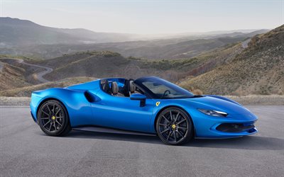 2023, Ferrari 296 GTS, front view, exterior, blue sports coupe, blue 296 GTS, Italian supercars, Ferrari
