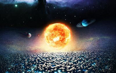 sun, planets, 3D art, NASA, galaxy, sci-fi, universe, nebula