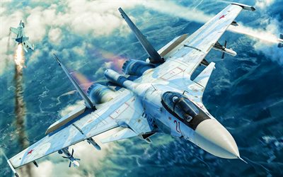 Sukhoi Su-33, artwork, fighters, Flanker-D, Russian Air Force, Su-33, Russian Army, Sukhoi, Flying Su-33