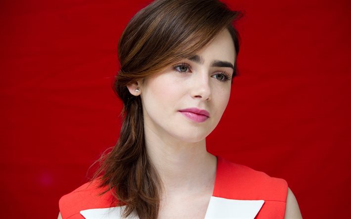 Hollywood, Lily Collins, portrait, american actress, beauty, brunette
