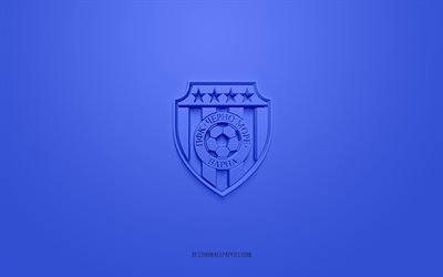 PFC Cherno More Varna, creative 3D logo, blue background, Bulgarian First League, 3d emblem, Bulgarian football team, Bulgaria, 3d art, Parva liga, football, PFC Cherno More Varna 3d logo
