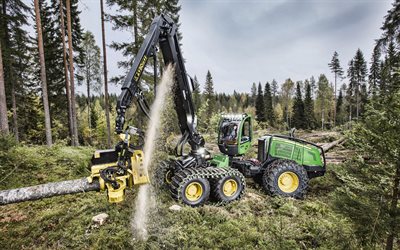 John Deere 1470G, 4k, logging, specialized machinery, sawmill, John Deere, forest cutting equipment