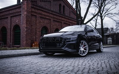 2022, Audi SQ8, 4k, front view, exterior, black SQ8, Q8 tuning, black SUV, German cars, Audi