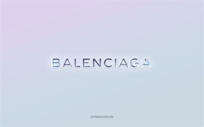 balenciaga logosu, 3d metni kesip, beyaz arka plan, balenciaga 3d logosu, balenciaga amblemi, balenciaga, kabartmalı logo, balenciaga 3d amblemi