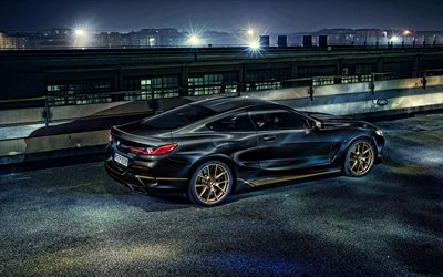 2020, BMW M850i xDrive Coupe, Edition Golden Thunder, 4k, rear view, exterior, black luxury coupe, new black M8, tuning M8, german cars, bmw 8, sports coupes, BMW