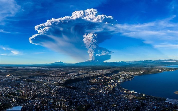 calbuco vulkanen, utbrott, llanquihue-sj&#246;n, chile