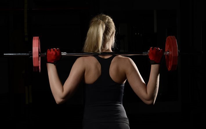 fitness, gym, workout, exercise, barbell, woman with barbell