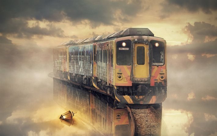 flying dutchman, rails, fog, train