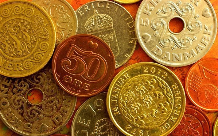 coins, money, sweden, denmark, euro